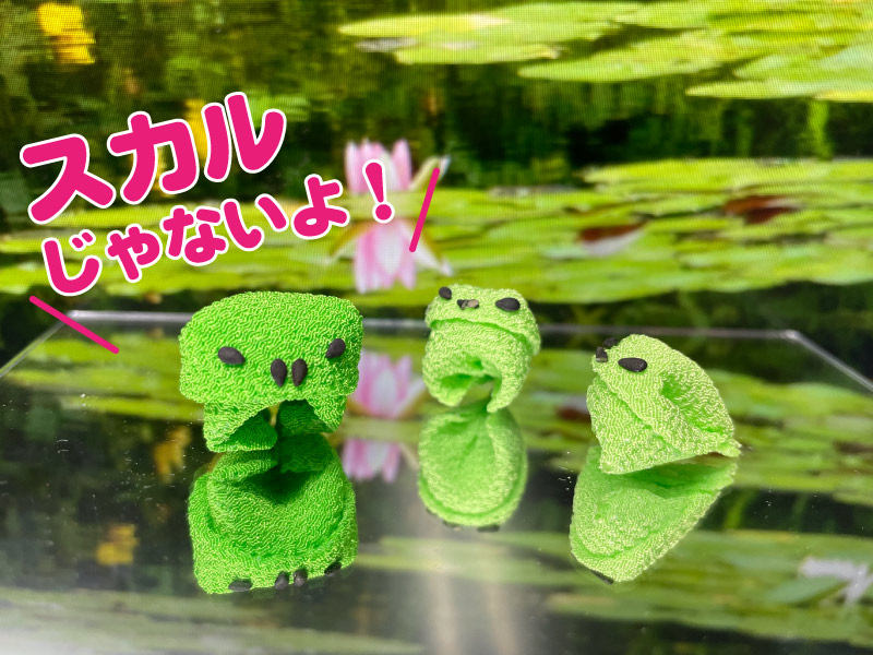 つまみ細工で作るゴマガエル