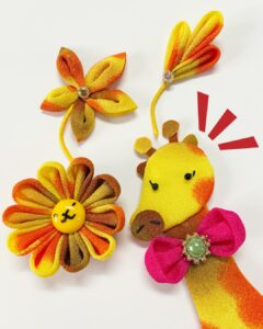キリンとつまみ細工のお花