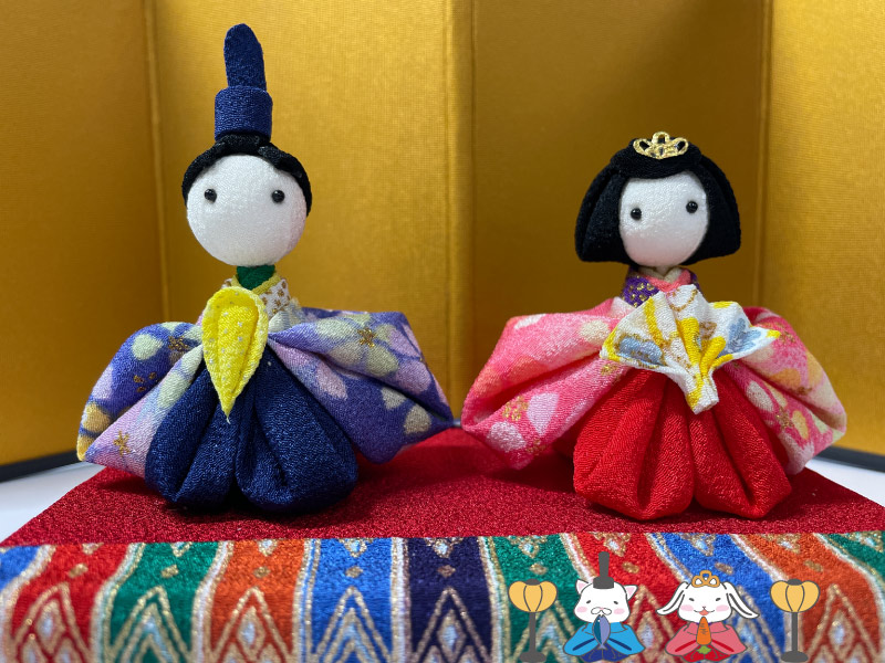 基本の形をベースにした、つまみ雛の完成例