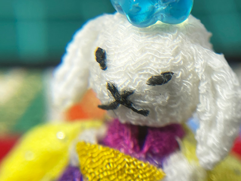 胴体は紙粘土を使って作った、ミニサイズのうさぴょん雛人形